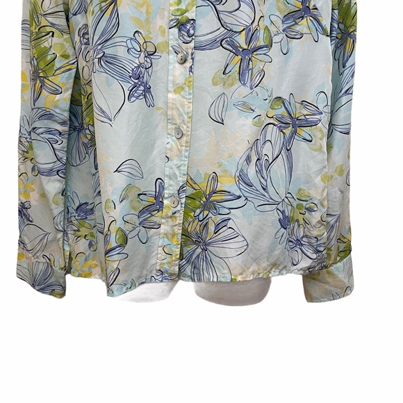 Liz Claiborne Floral Shirt Button Down Silk - Picture 5 of 10
